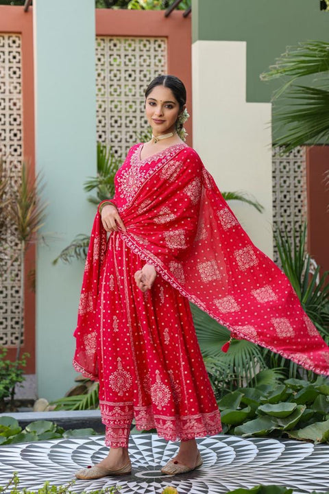 Pure & Soft Rayon Based Designer Embroidered & Mirror Work Anarkali Kurti With Plazo Pants & Dupatta(Video Clip attached)