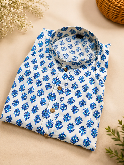 Pure cotton based Men’s Printed kurti (sizes mentioned in inches ,not according to the label on Kurti)size 44 kurti- Length 40 inches and size 46-length 42 inches ) Kurti only. Pants not included.