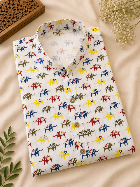Pure cotton based Men’s Printed kurti (sizes mentioned in inches ,not according to the label on Kurti)size 46 kurti- Length 40 inches and size 48 -length 42 inches ) Kurti only. Pants not included.