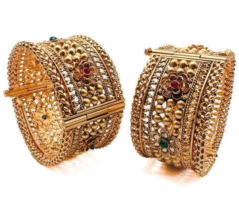 Gold plated Stone work beautiful designDesigner Kade (Openable , Screw Designed)