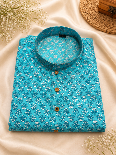 Pure cotton based Men’s Printed kurti (sizes mentioned in inches ,not according to the label on Kurti)size 44 kurti- Length 40 inches and size 46-length 42 inches ) Kurti only. Pants not included.