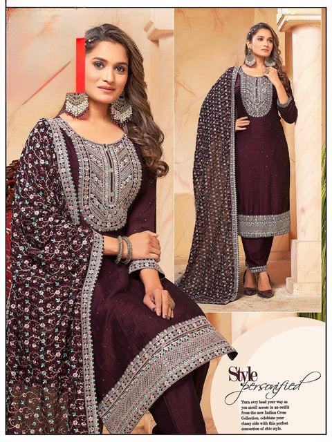 Soft Georgette silk based embroidery work designer kameez with plazo pants and dupatta with heavy embroidery work