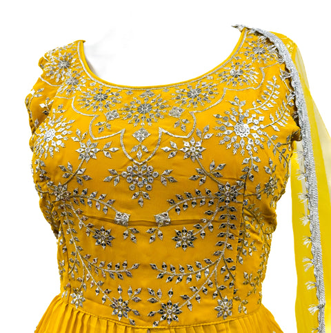 Georgette based embroidery with Sequin design beautiful flared Kameez with georgette Lehnga and netting dupatta