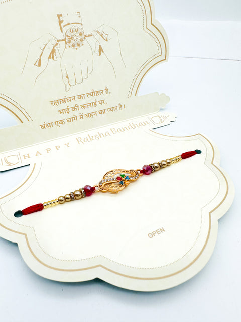 Beautiful stone Studded Rakhi In Beautiful Packing With beautiful message for Bhai