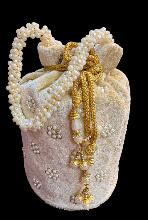 Velvet based Embroidery with stones  work hand bag /potli bag