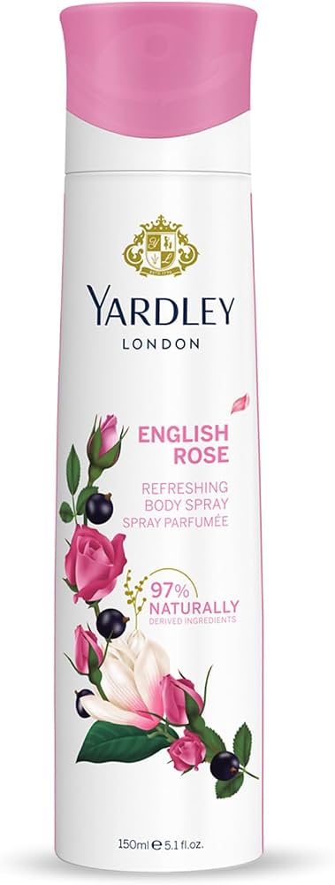 Yardley English Rose Body Spray For Women - 150ml | Enchanting Floral Fragrance With Rose, Tea Accord & Bergamot | Long Lasting & Energetic Fragrance