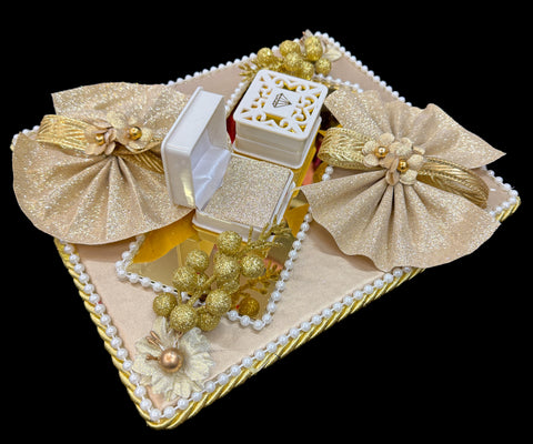 (Video clip attached ) Engagement Rings decorated tray (heavy wooden board based)