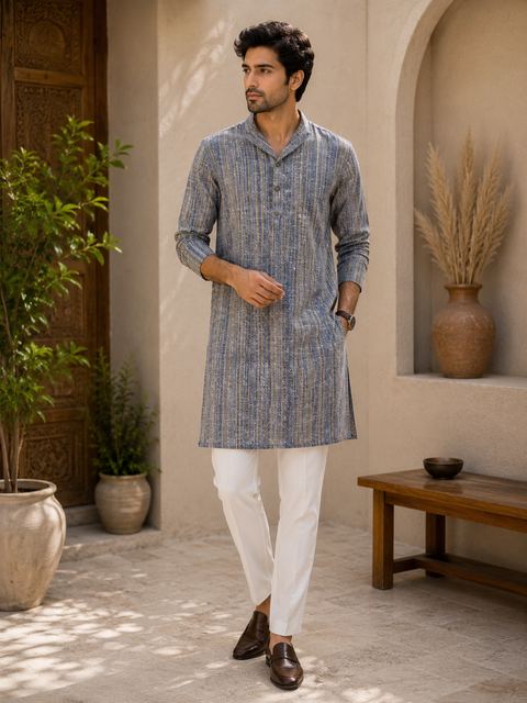 Khadi cotton based Men’s Plain kurti (sizes mentioned in inches ,not according to the label on Kurti)size 44 kurti- Length 40 inches and size 46 -length 41.5 inches )