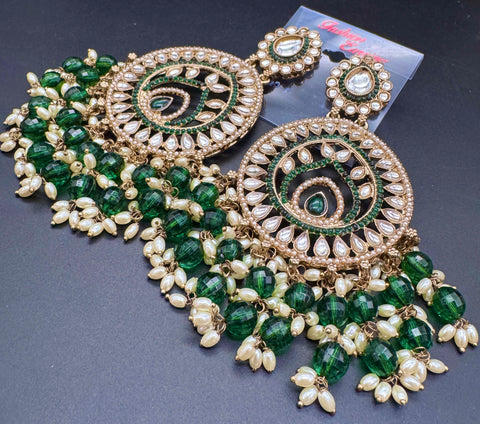 Beautiful Kundan & Pearls work bigger earrings (very lite weight)