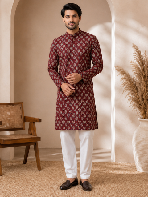 Pure cotton based Men’s Printed kurti (sizes mentioned in inches ,not according to the label on Kurti)size 44 kurti- Length 40 inches and size 46-length 42 inches ) Kurti only. Pants not included.