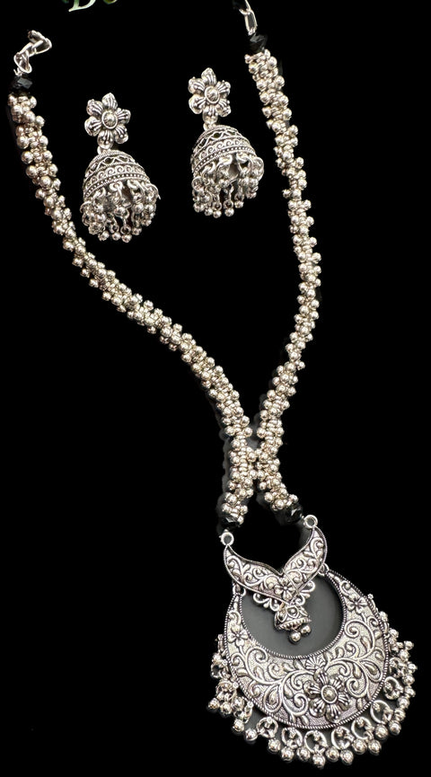 Beautiful work oxidised Necklace with earrings