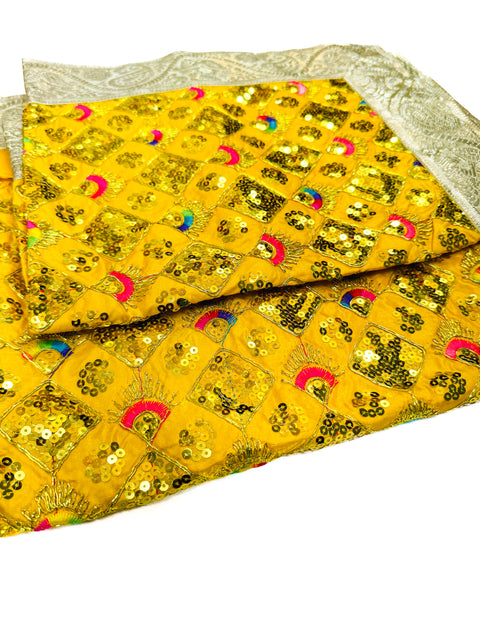 Silk Based heavy Embroidery Work with sequined design work Rumala Sahib Double Set With Palkan