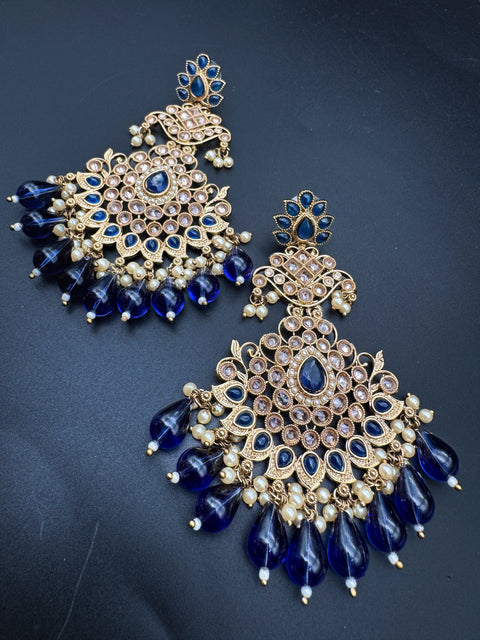 Original Polki with beautiful pearls heavy look Earrings with lite weight