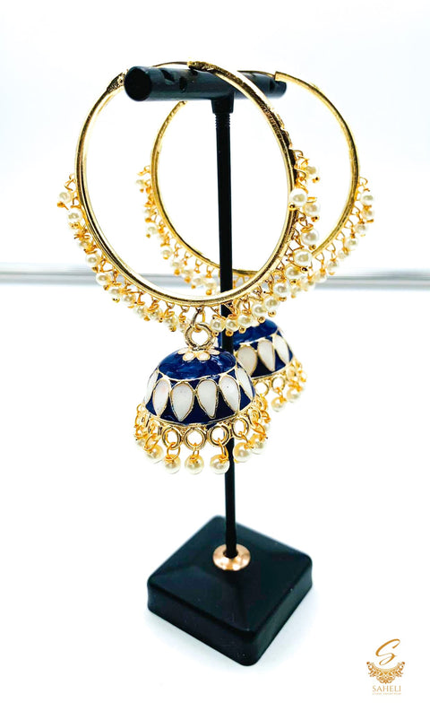 Beautiful meenakari work with pearls jhumka Balian