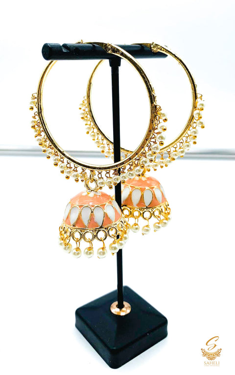 Beautiful meenakari work with pearls jhumka Balian