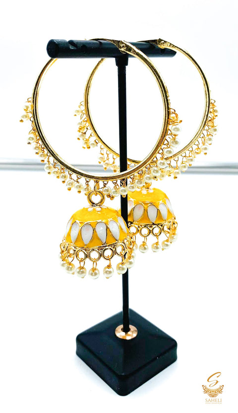 Beautiful meenakari work with pearls jhumka Balian
