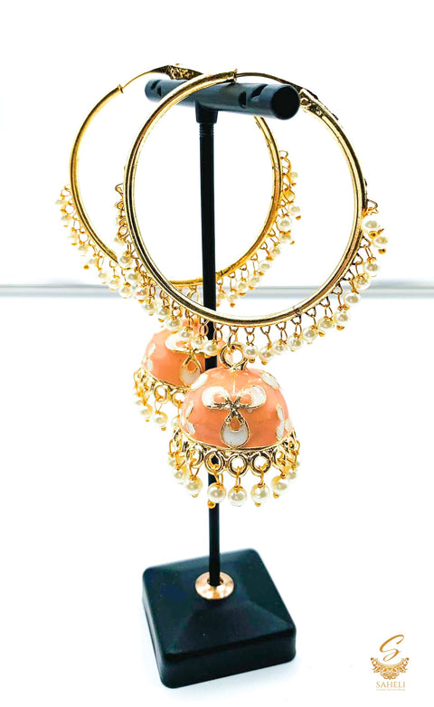 Meenakari work with pearls jhumka Balian