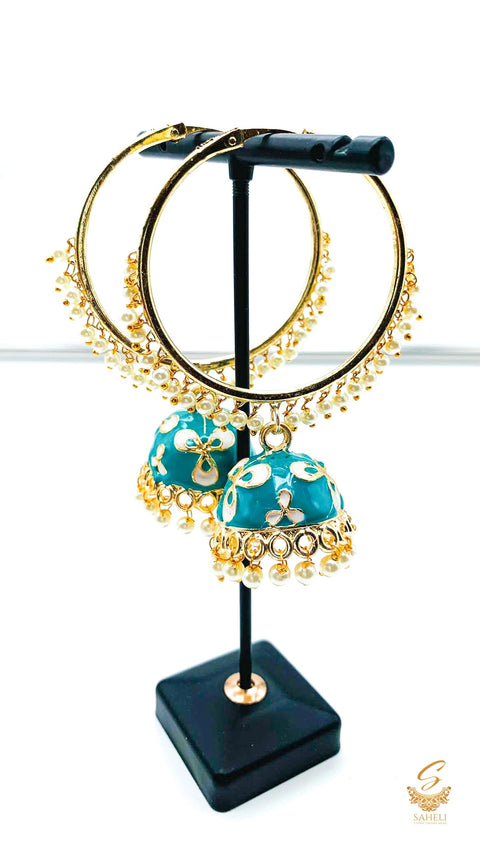 Meenakari work with pearls jhumka Balian