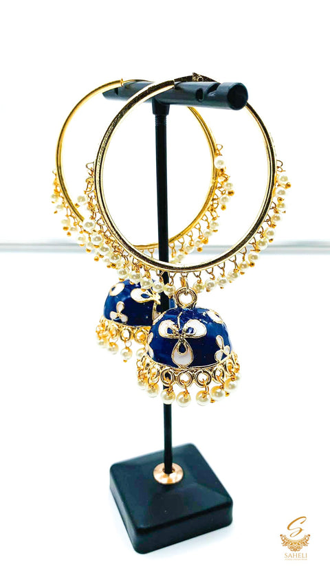 Meenakari work with pearls jhumka Balian