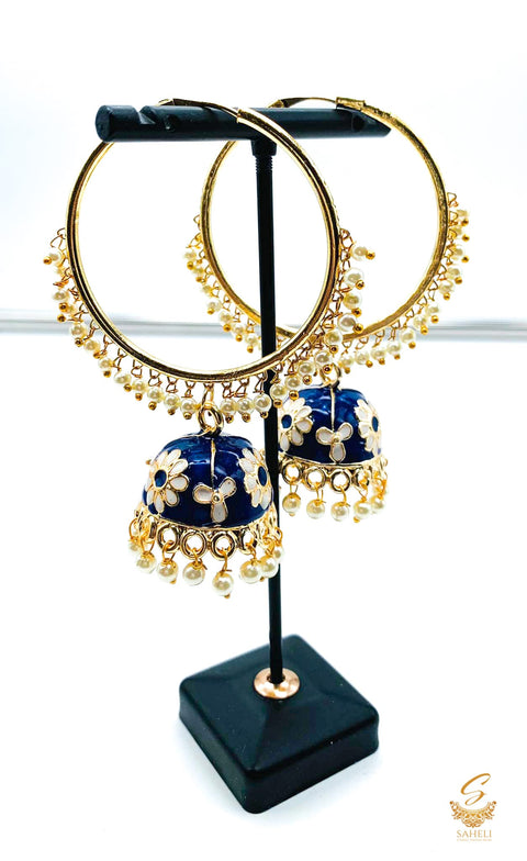 Beautiful meenakari work with pearls jhumka Balian