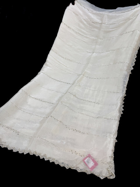 Jimmy Choo base fabric With Beautiful handwork all over on Saree and border