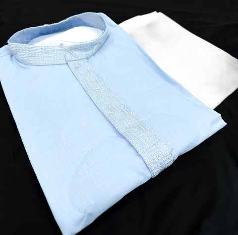 Pure cotton based Plain kurta with white pajama Set