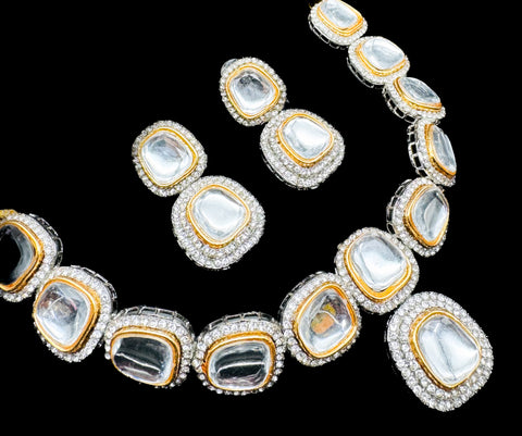 Kundan with Jerkan stone beautiful necklace with Earrings set