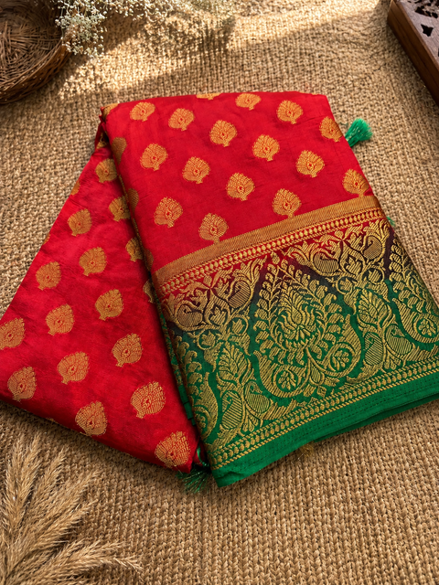 Soft Art Silk Based beautiful design Saree  (blouse is attached to Saree ) slight variation in color and design is possible )