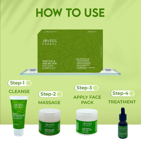 JOVEES SALICYLIC & AZELAIC ACID ANTI-ACNE & PIMPLE FACIAL KIT | FOR OILY & ACNE PRONE SKIN | FOR MULTIPLE USE | IMPROVES SKIN HEALTH & TONE