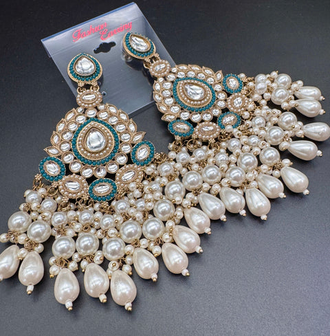 Beautiful Kundan & Pearls work bigger earrings (very lite weight)