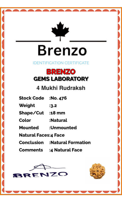 4 Mukhi Original and certified Rudraksh , Description and certificate attach( barcode can be scanned to check the certificate)