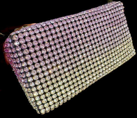 Crystals Handwork designer hand bag with handle to carry with chain inside the clutch (can be attached or detached)