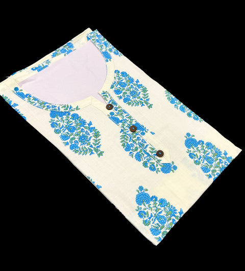 Pure Cotton based Printed short Kurti for girls /Ladies (Size 38 - length 28 inches, Size 42 ,46, 48 length -31 inches)sleeves 17 inch