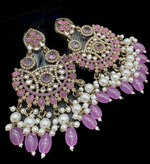 Kundan & pearl work stylish earrings