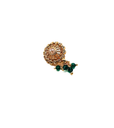 Polki stone with pearls Nath (Non Piercing)