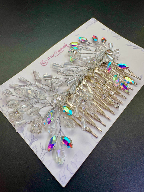 Beautiful crystal & Pearl Work Hair comb(perfect for any hairstyle Curls or hair bun)