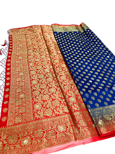 ART SILK SAREE WITH BEAUTIFUL STONE WORK WITH CONTRAST PALLU AND BLOUSE