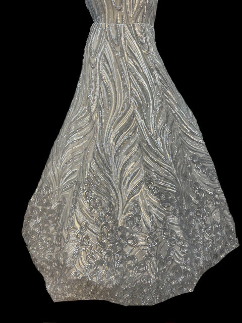 (Video clip attached)Netting Based Beautiful sequined Work Designer Party Gown