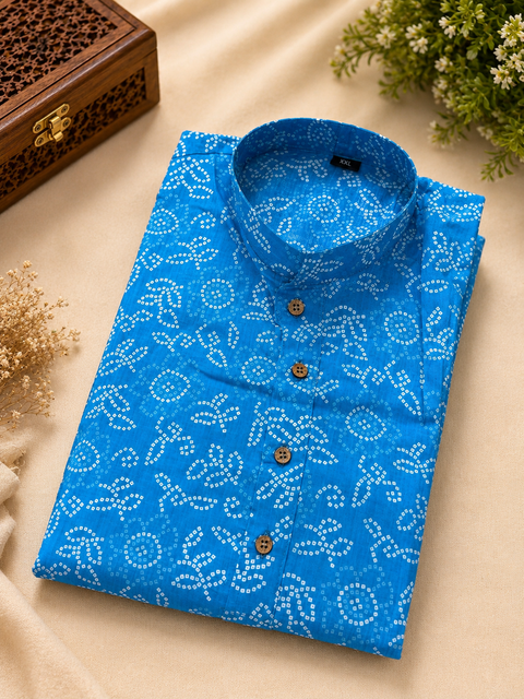 Pure cotton based Men’s Printed kurti (sizes mentioned in inches ,not according to the label on Kurti)size 44 kurti- Length 40 inches and size 46-length 42 inches ) Kurti only. Pants not included.