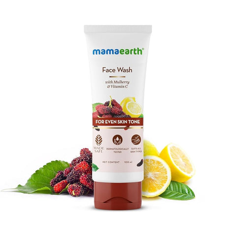 MAMAEARTH Face Wash with Mulberry and Vitamin C - 100 ml Gently Cleanses | Niacinamide