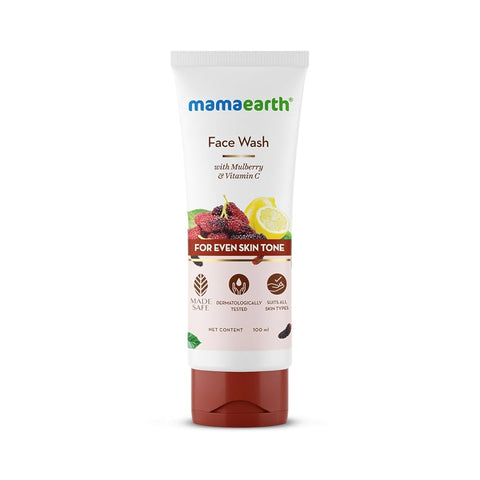 MAMAEARTH Face Wash with Mulberry and Vitamin C - 100 ml Gently Cleanses | Niacinamide