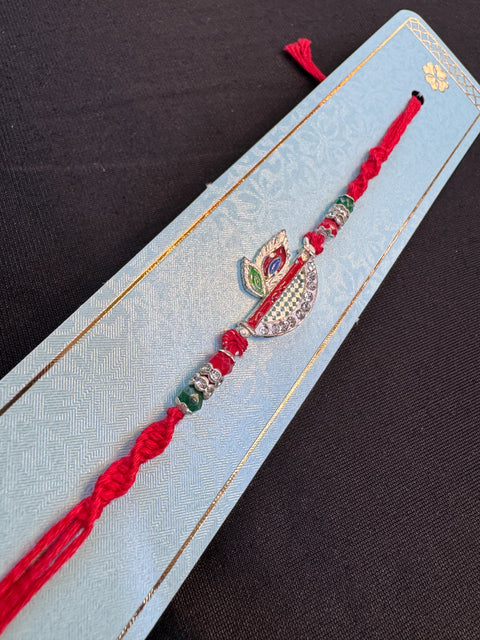 Beautiful Stone Work Rakhi in nice pack gift card