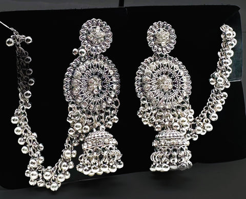 Oxidised bahubali Jhumka with pearls work (very Lite weight )