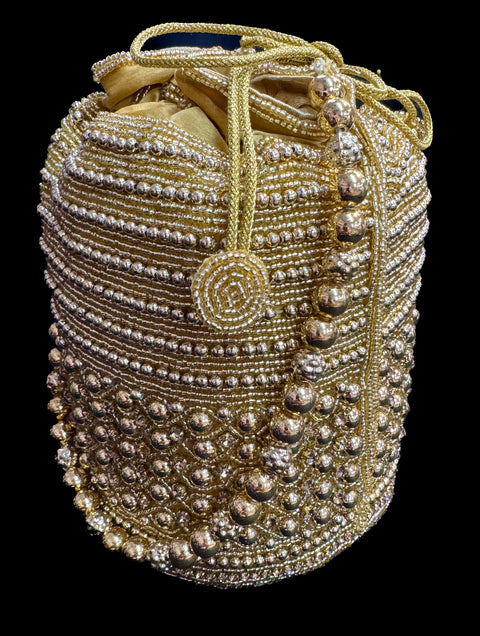 Pearls beaded with stones  work hand bag /potli bag