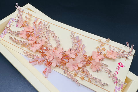 Rose gold Crystals with pearls hair accessories for engagement bride