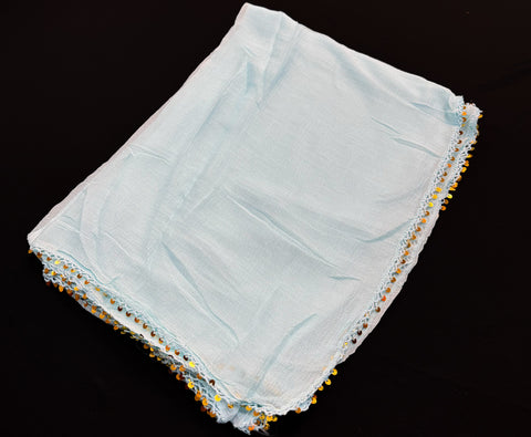 Pure chiffon based soft plain & sequins work border dupatta