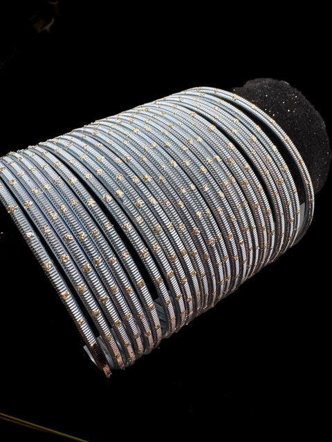 Golden Shimmer dotted metal bangles 2 dozen in 1 Set