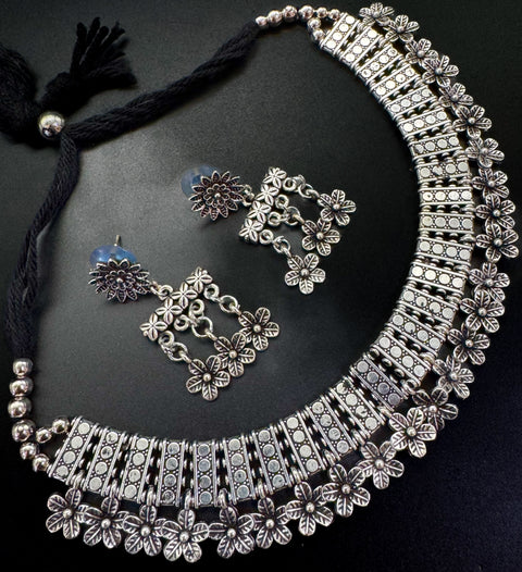 Beautiful work oxidised necklace with earrings
