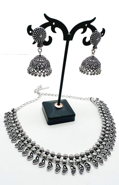 Beautiful Oxidised Necklace with Earrings