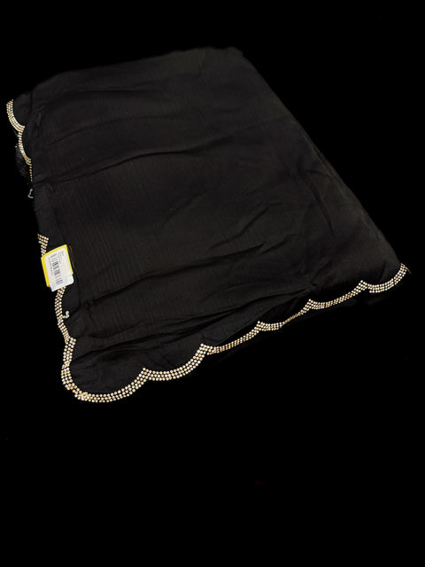 Beautiful stonework border on Soft georgette plain Sarees